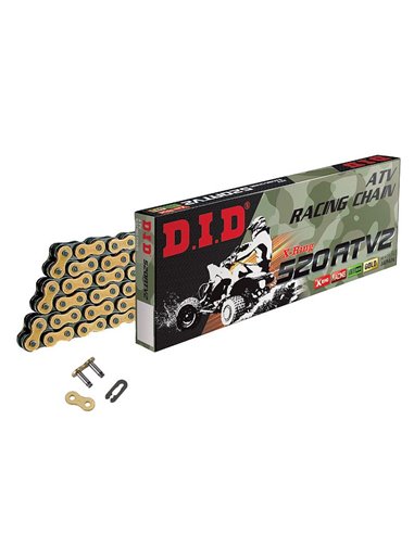Cadena DID 520 ATV2 X-Ring reforzada con retenes 94 96 98 o 100 pasos