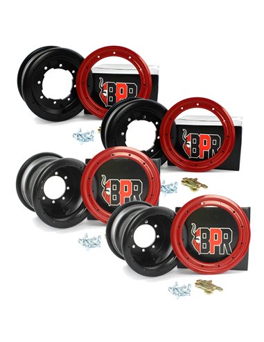 Pack llantas BPR 2x10" 2x9" beadlock aluminio rojo