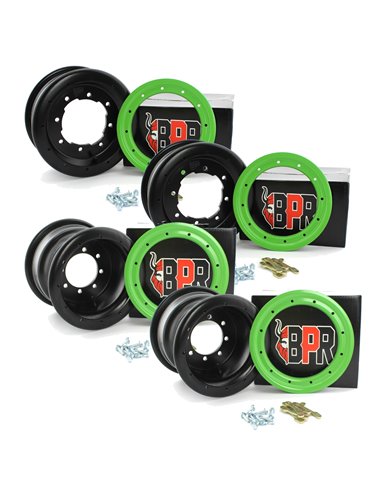 Pack llantas BPR 2x10" 2x9" beadlock aluminio verde