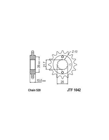 Piñón JTF 1042 14 dientes DVX 250/300 Maxxer 250/300