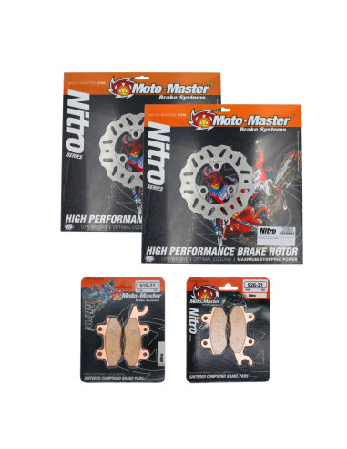 Kit pastillas de freno delanteras + discos de freno delanteros floreados NITRO SERIES MOTOMASTER SUZUKI LTR 450