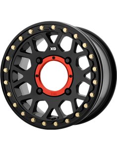 Llanta reforzada KMC XS235 Grenade Beadlock negra Yamaha 4/110 +38mm