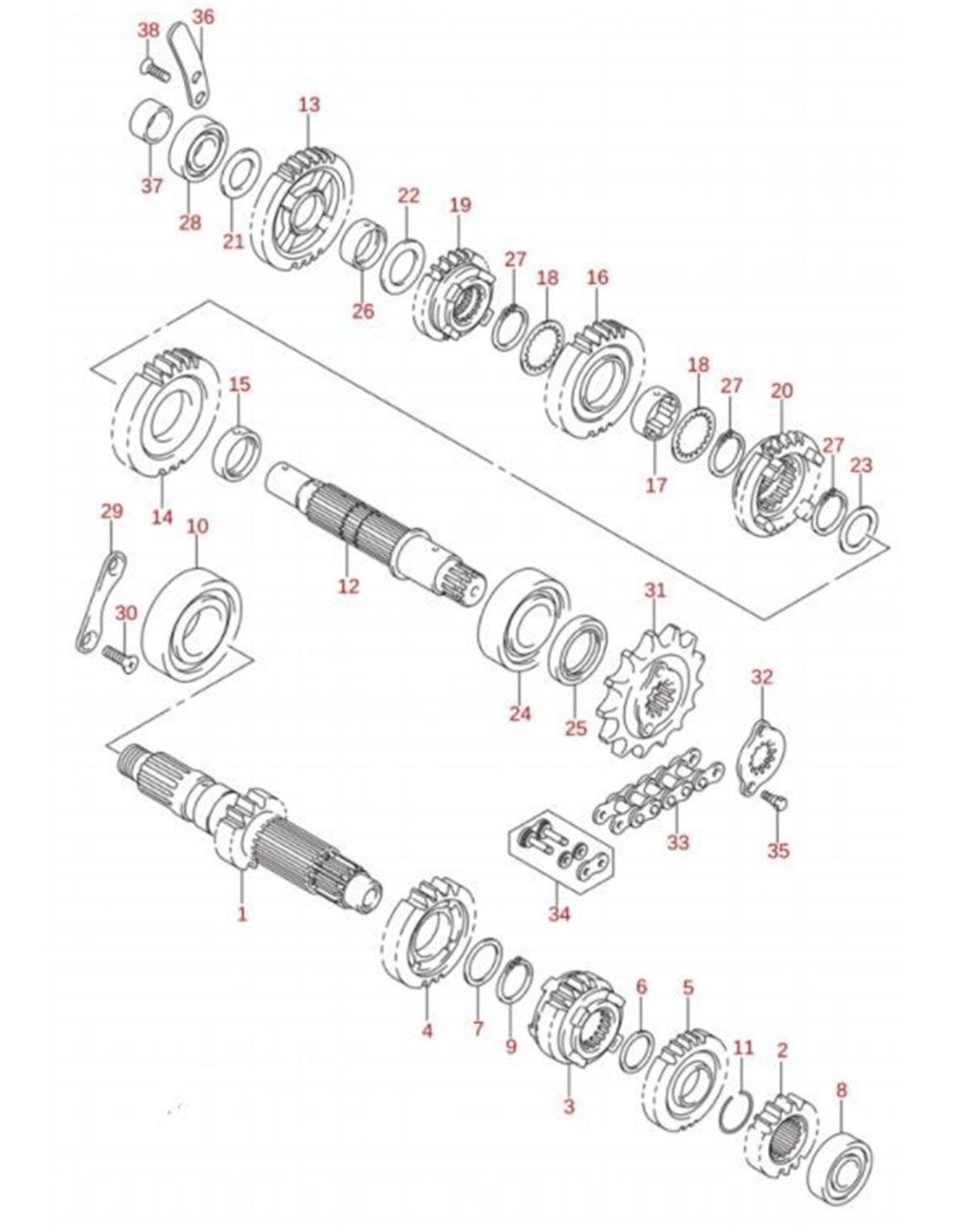 Esparrago 6x25 cilindro original LTZ 400 (n2)