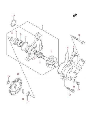 Helice bomba agua original LTZ 400 2004 (n2)
