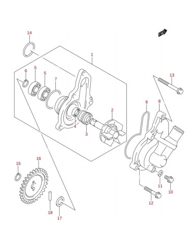 Junta bomba agua original LTZ 400 2004 (n9)