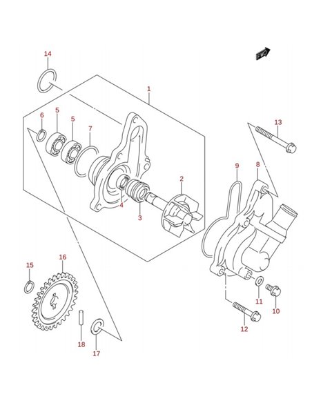 Pinon bomba agua original LTZ 400 2004 (n16)