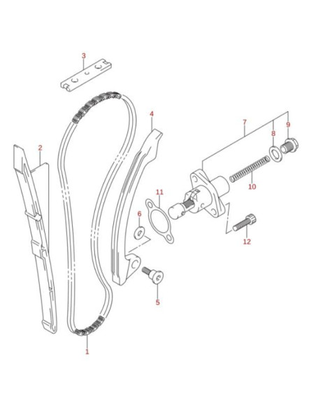 Junta patin cadena distribucion original Suzuki LTZ 400 y LTR 450 (n11 / n8)