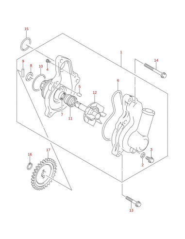 Eje transmision bomba agua original LTZ 400 2005-2007 (n12)