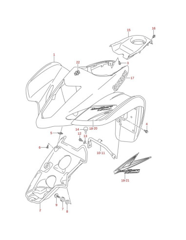 Emblema parachoques frontal negro original LTZ 400 2007 (n17)