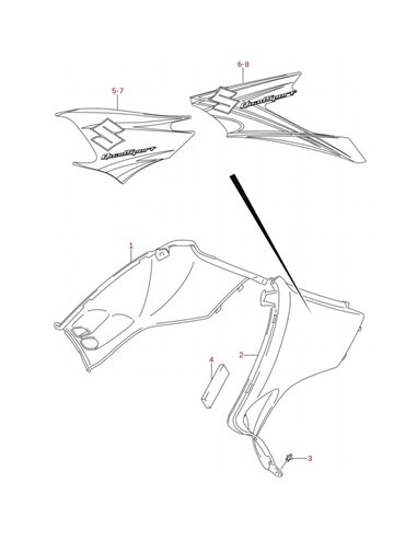Calca lateral izquierda amarilla original LTZ 400 2007 (n7)