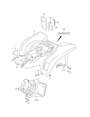 Emblema blanco parachoques trasero original LTZ 400 (n20)