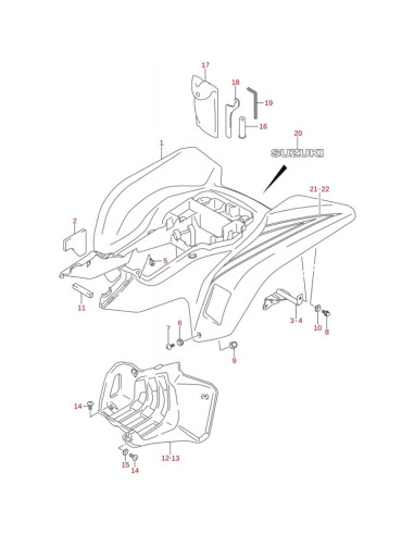 Tuerca parachoques trasero original LTZ 400 2005-2007 (n9)