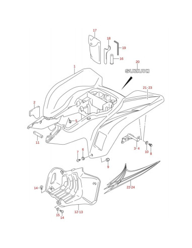 Calca amarilla der parachoques trasero original LTZ 400 2007 (n21)
