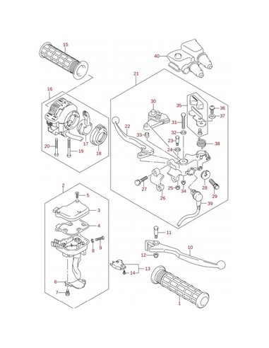 Gatillo controles manillar original LTZ 400 2005-2007 (n2)