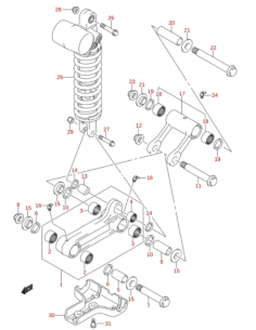 Tornillo suspensión trasera original Suzuki LTZ 400 (n7)