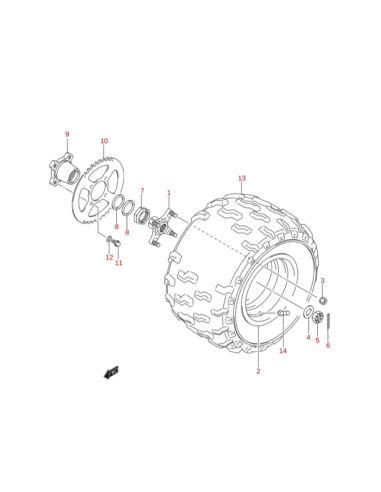 Tuerca rueda trasera izquierda original LTZ 400 (n7) K4