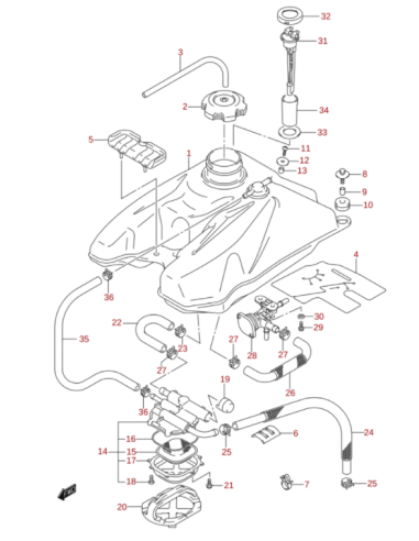 Protector deposito combustible original Suzuki LTR 450 (n4)