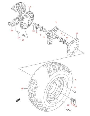Tuerca rueda delantera original LTZ 400 (n10)
