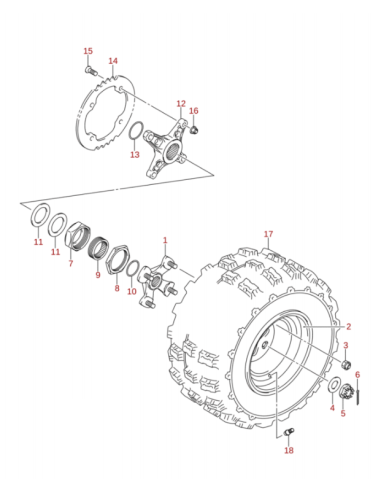 Tuerca rueda trasera izquierda original Suzuki LTR 450 (n7)