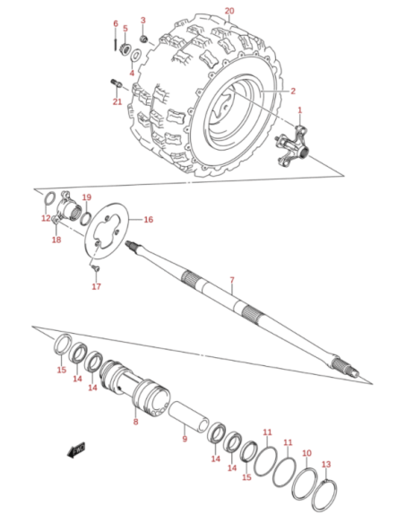 Circlip eje trasero original Suzuki LTR 450 (n13)