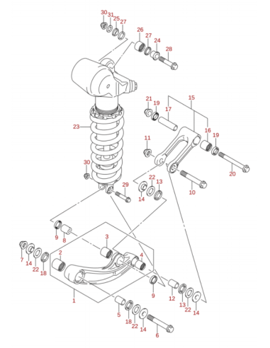 Bieleta suspension trasera original Suzuki LTR 450 (n1)