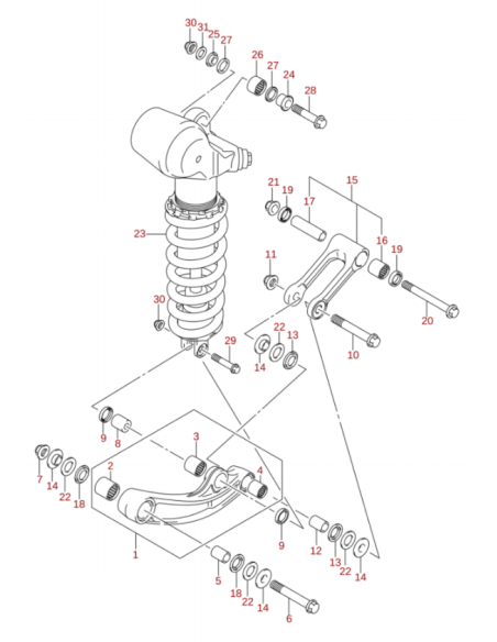 Bieleta suspension trasera original Suzuki LTR 450 (n1)