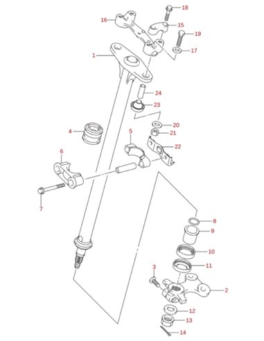 Placa columna de direccion original Suzuki LTR 450 (n22)