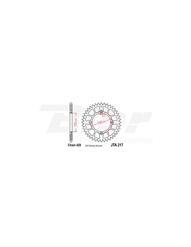 Couronne en aluminium JT 217 avec 49 dents