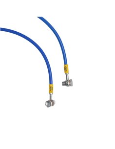 Latiguillos metalicos HEL dobles delanteros AZUL 140 cm