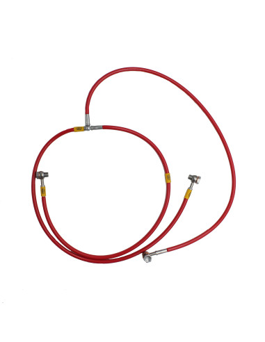 Conjunto completo latiguillos metalicos HEL en forma de T ROJO