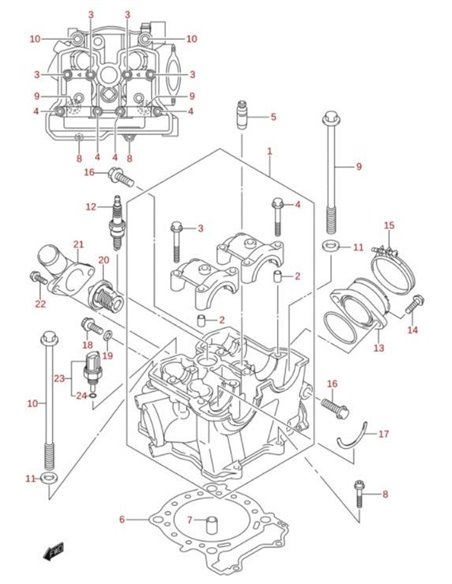Tornillo culata / cilindro motor original Suzuki LTR 450 (n8 y n4)