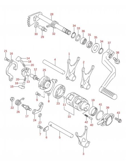 Circlip pedal cambio original Suzuki LTR 450 (n34)