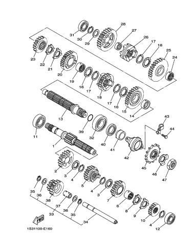 Cojinete eje primario transmision original Yamaha YFM 660 RAPTOR (n30) y YFM 700 RAPTOR (n31) y YFZ 450 (n23)