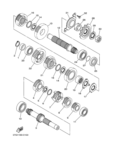 Circlip transmision original Yamaha YFM 660 RAPTOR (n39) y YFM 700 RAPTOR (n30) y Banshee (n12 y n28) YFZ 450 (n2)