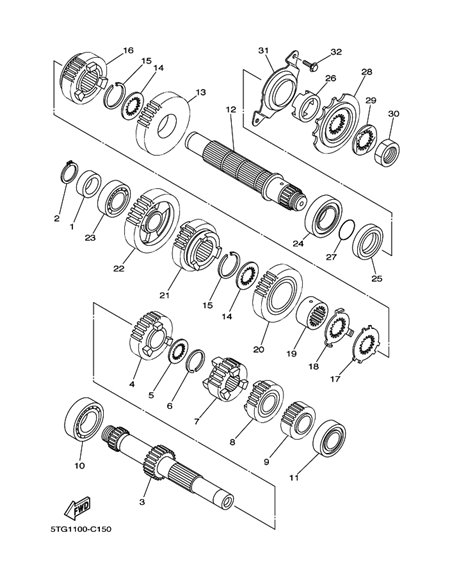 Circlip transmision original Yamaha YFM 660 RAPTOR (n39) y YFM 700 RAPTOR (n30) y Banshee (n12 y n28) YFZ 450 (n2)