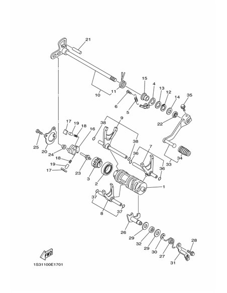 Gancho muelle palanca pletina tope leva cambio original Yamaha YFM 660 RAPTOR (n20) y YFM 700 RAPTOR (n6)