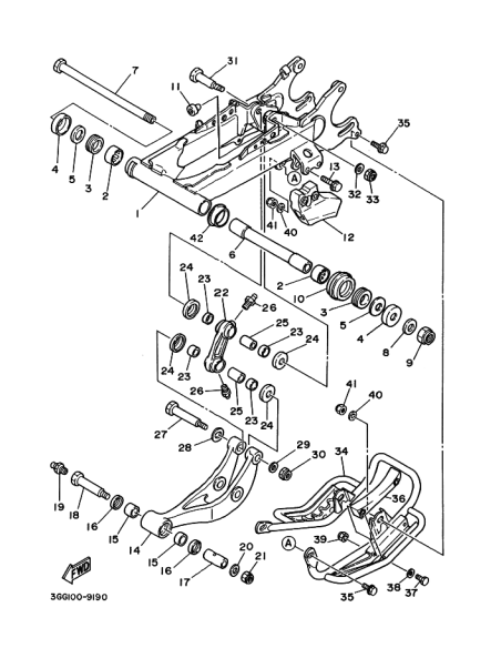 Arandela basculante original Yamaha YFM 660 RAPTOR (n11) y YFM 700 RAPTOR (n17) / Cojinete Banshe (n2)y YFZ 450 (n17)