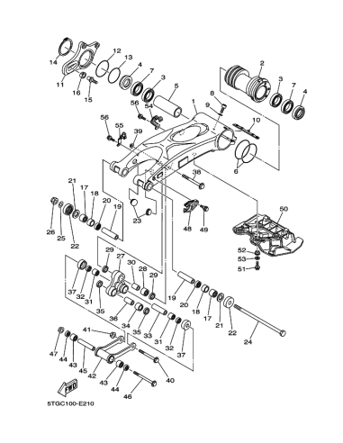 Arandela basculante original Yamaha YFM 660 RAPTOR (n11) y YFM 700 RAPTOR (n17) / Cojinete Banshe (n2)y YFZ 450 (n17)