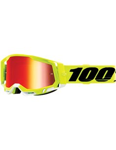 Gafas 100% RACECRAFT 2 amarillo fluor con cristal espejo rojo y amarillo