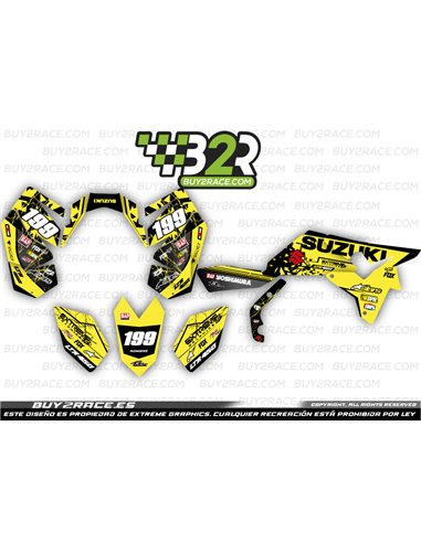Kit adhesivos personalizable recubrimiento completo Suzuki LTR 450 amarillo