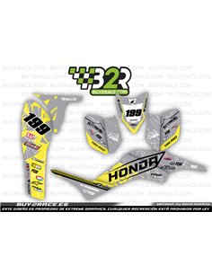 Kit adhesivos personalizable recubrimiento completo Honda TRX450 gris detalles amarillos
