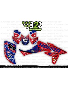 Kit adhesivos personalizable recubrimiento completo Honda TRX450 rojo y azul