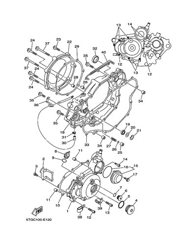 Anillo cubierta de carter original Yamaha YFZ 450 (n7)