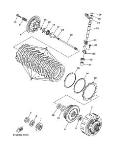 Varilla de empuje 2 embrague original Yamaha YFZ 450 (n22)