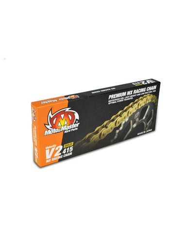 Cadena V2 415 Gold MOTOMASTER reforzada sin retenes 130 pasos con clip