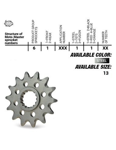 Piñon de ataque MOTOMASTER 13 dientes TM RACING CC/E/XC/EN 250  EN/MX 300