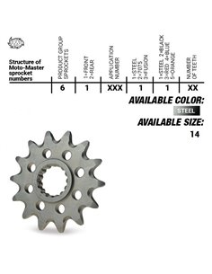 Piñon de ataque MOTOMASTER  14 dientes TM RACING EN/MX 250 02-09 450 02-...  530 03-16  FT 450 Fi 17-...