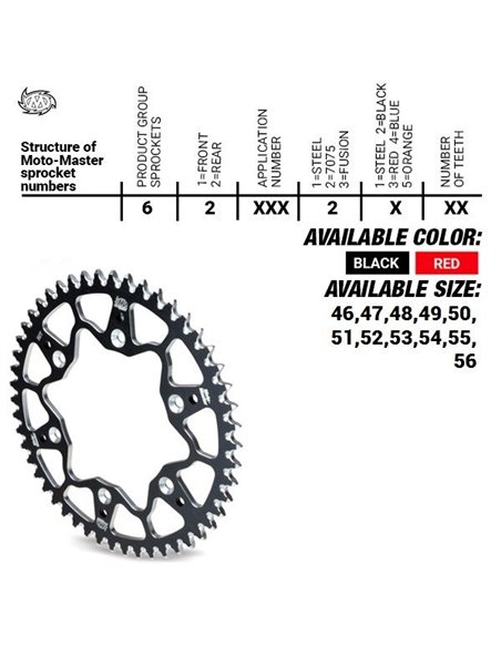 Corona MOTOMASTER 7075 SERIES ALUMINIO ROJO Honda CR 80 85-02  CR 85 R 03-07  CR 85 RB 03-07  CRF 150-R-RB 07-...