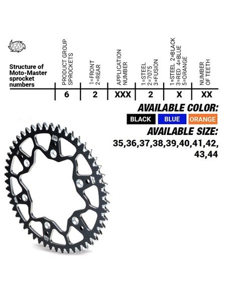 Corona MOTOMASTER 7075 SERIES ALUMINIO NARANJA GASGAS MC 50 21-... HUSQVARNA TC 50 17-... KTM SX 50 14-...