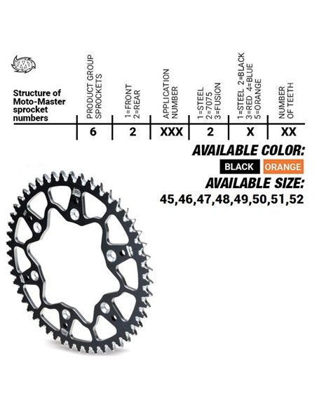 Corona MOTOMASTER 7075 SERIES ALUMINIO NARANJA  KTM Freeride 250 F 14-20 Freeride 350 12-17
